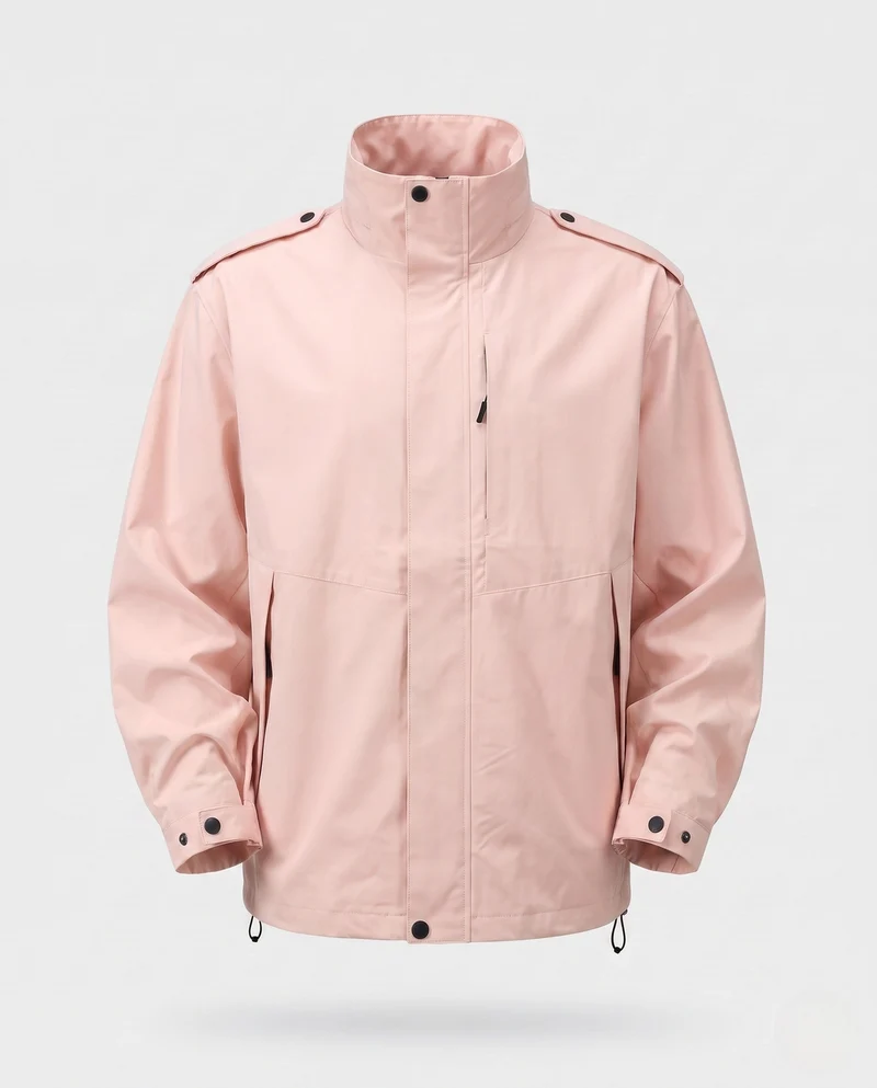 Herren urbane Funktionsjacke mit verdeckter Frontklappe, kontrastierender Paspelierung und verstellbarem Saum