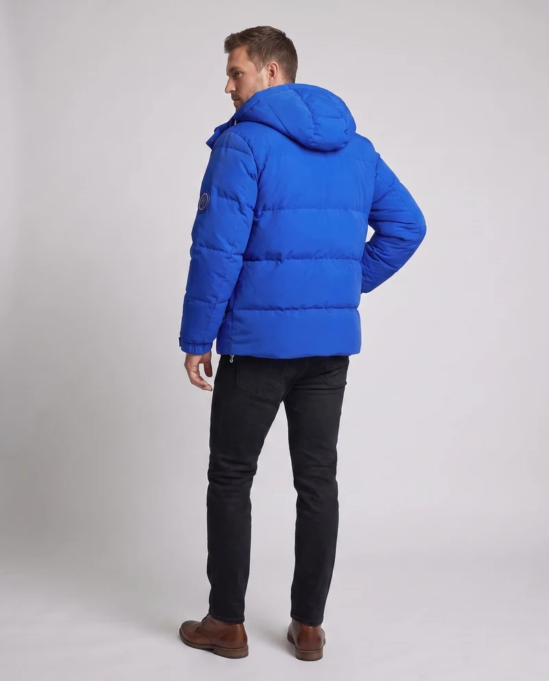 Herren urban gesteppter Hoodie mit thermischer Isolierung, kontrastierendem Besatz und verstellbarem Saum