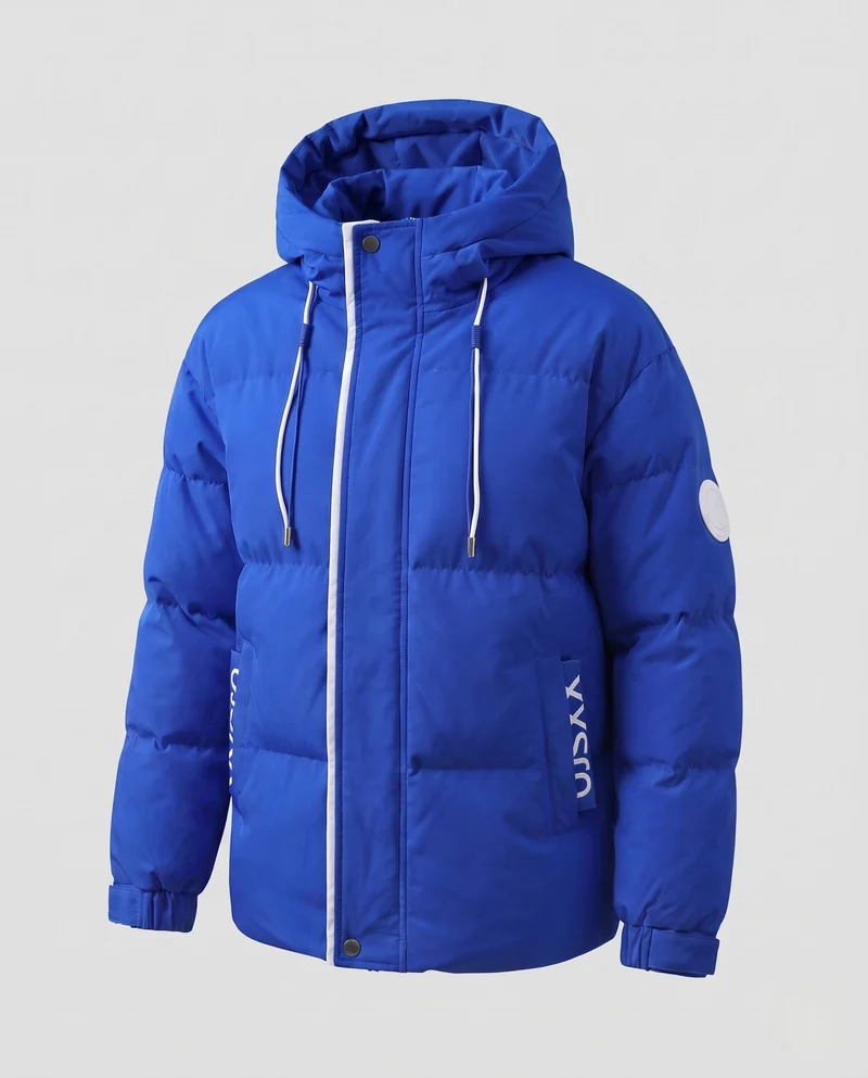 Herren urban gesteppter Hoodie mit thermischer Isolierung, kontrastierendem Besatz und verstellbarem Saum