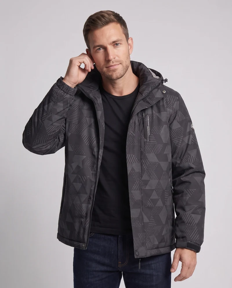 Herren wasserabweisende Outdoor-Jacke mit dichtem Plüschfutter, verstellbarer Kapuze und winddichter Vorderseite
