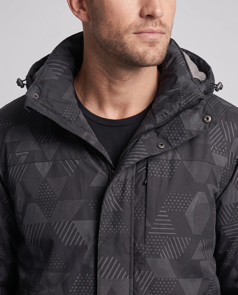 Herren wasserabweisende Outdoor-Jacke mit dichtem Plüschfutter, verstellbarer Kapuze und winddichter Vorderseite