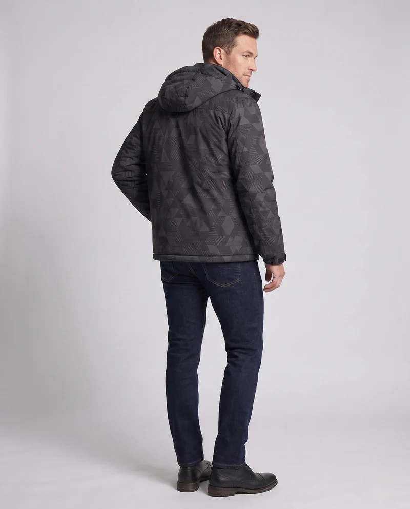 Herren wasserabweisende Outdoor-Jacke mit dichtem Plüschfutter, verstellbarer Kapuze und winddichter Vorderseite