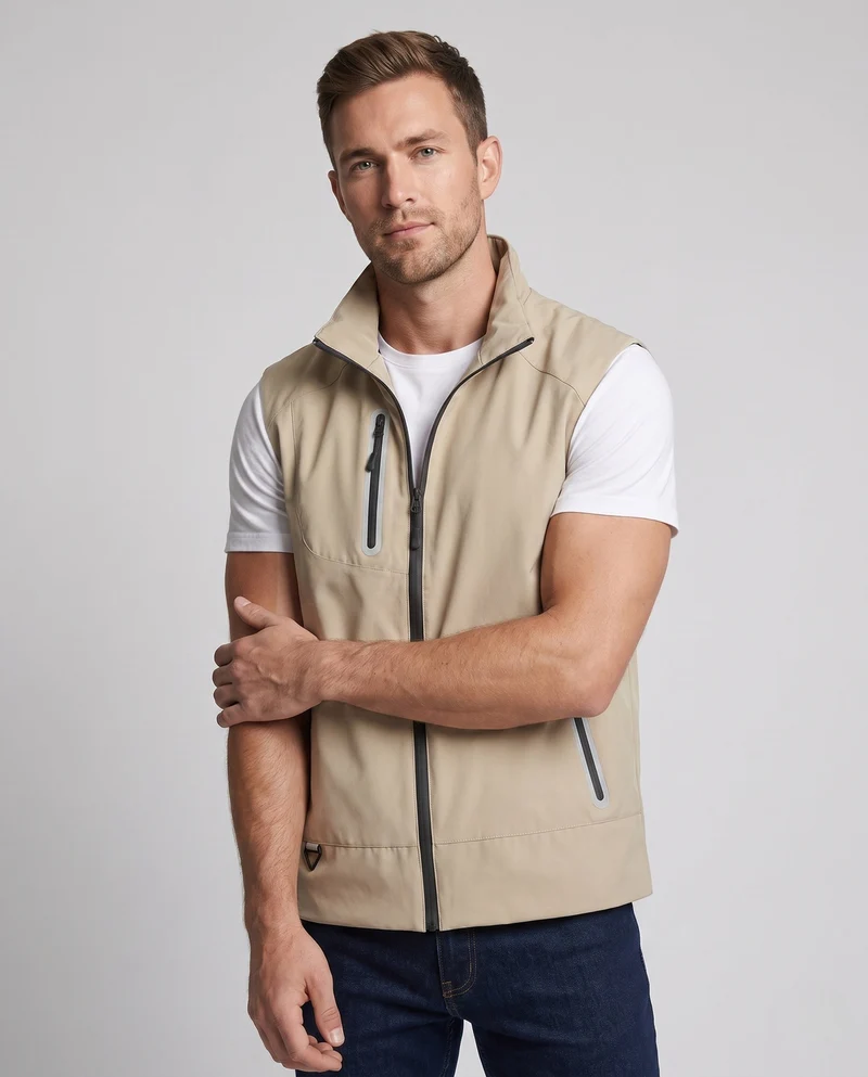 Wasserabweisende Softshell-Weste für Herren mit gestepptem Thermofutter und versiegelten Reißverschlüssen