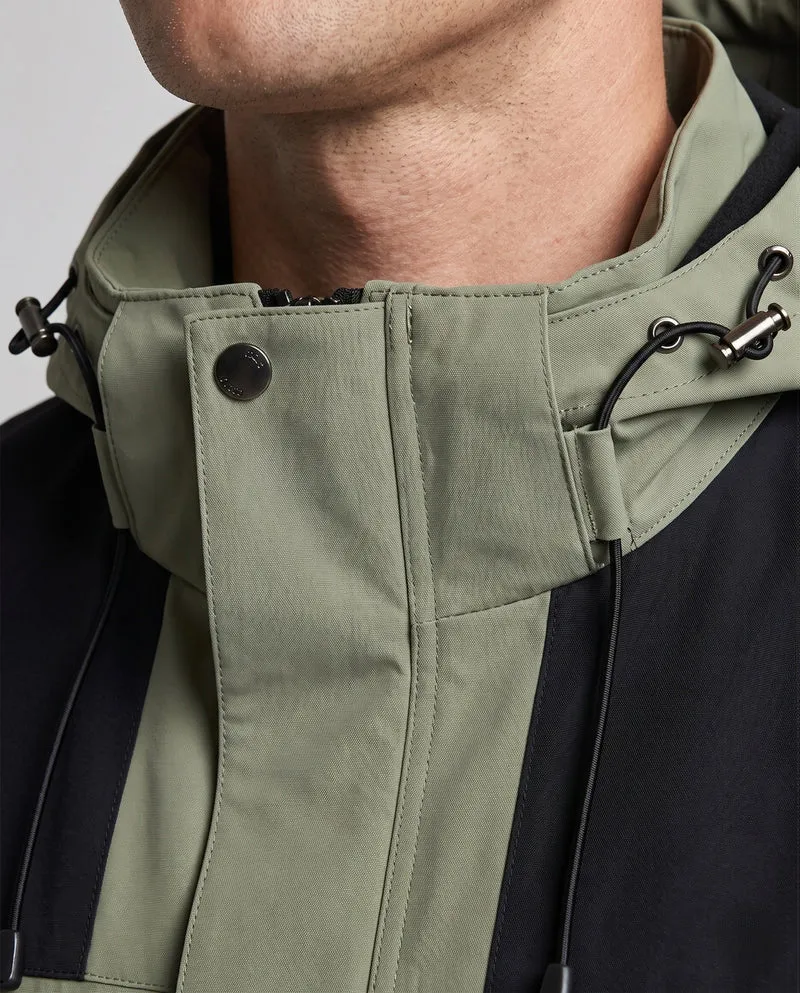 Herren wasserdichte mehrschichtige Softshell-Outdoormantel mit herausnehmbarer Fleece-Innenjacke und verstellbarer Kapuze