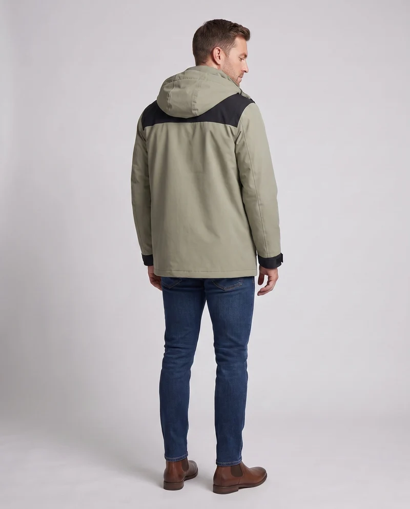 Herren wasserdichte mehrschichtige Softshell-Outdoormantel mit herausnehmbarer Fleece-Innenjacke und verstellbarer Kapuze
