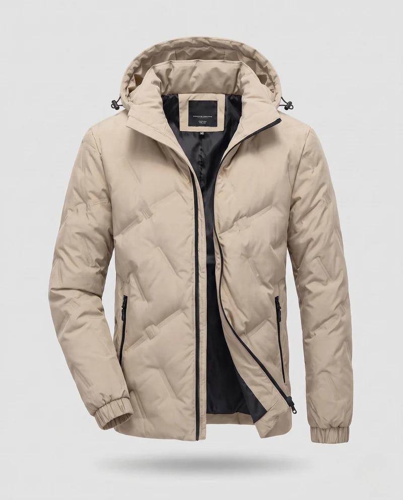 Herren winddicht gesteppte Winterjacke mit Kapuze und thermischer Isolierung