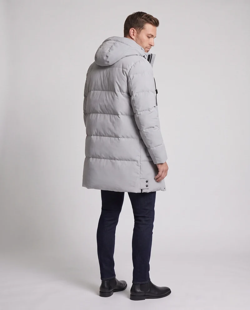 Herren winddichte thermische Parka mit verdeckter Frontlasche und Kordelzugkapuze