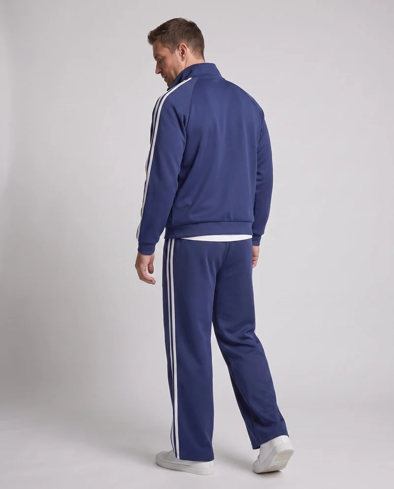 Unisex Sport Freizeit Set mit Stehkragenjacke und breiten Streifenhosen