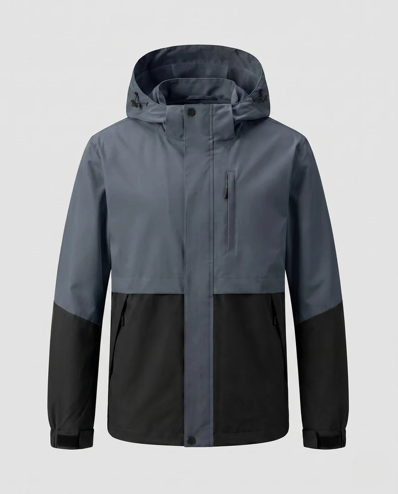 Unisex zweifarbige Softshelljacke mit Kapuze, wind- und wasserabweisende Outdoor-Leistung