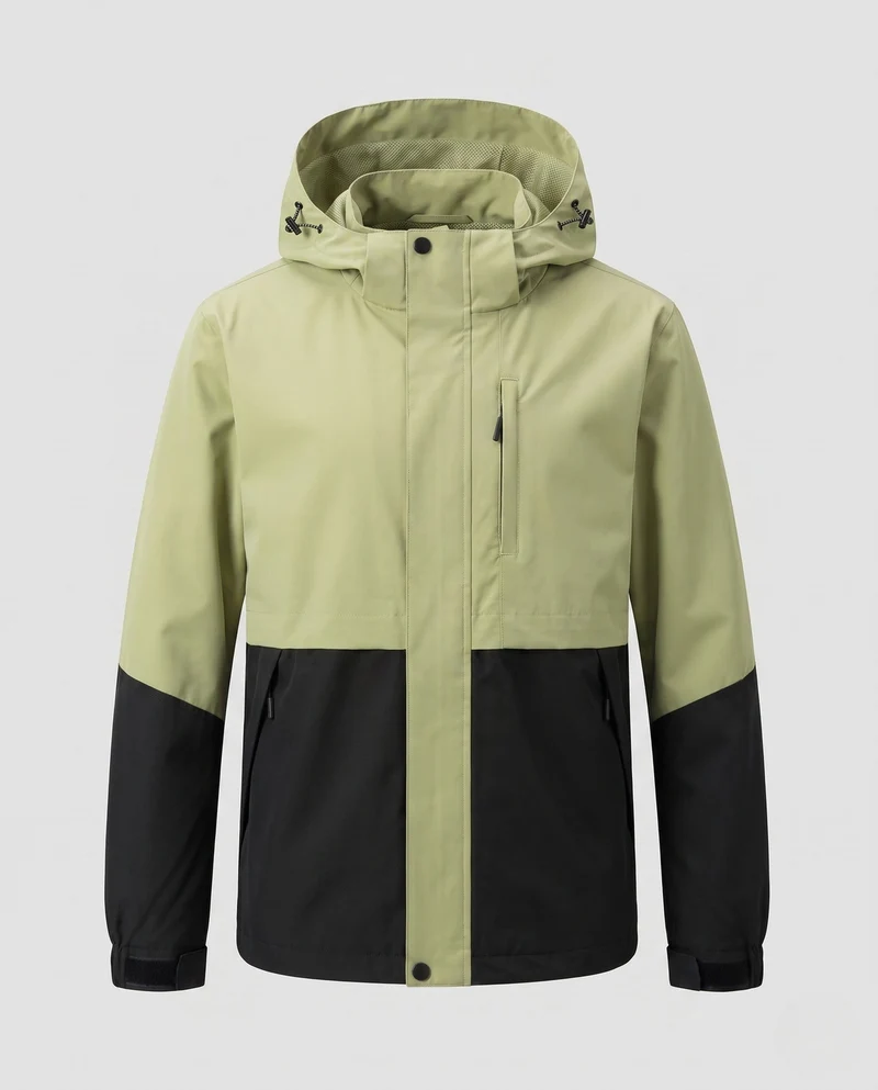 Unisex zweifarbige Softshelljacke mit Kapuze, wind- und wasserabweisende Outdoor-Leistung
