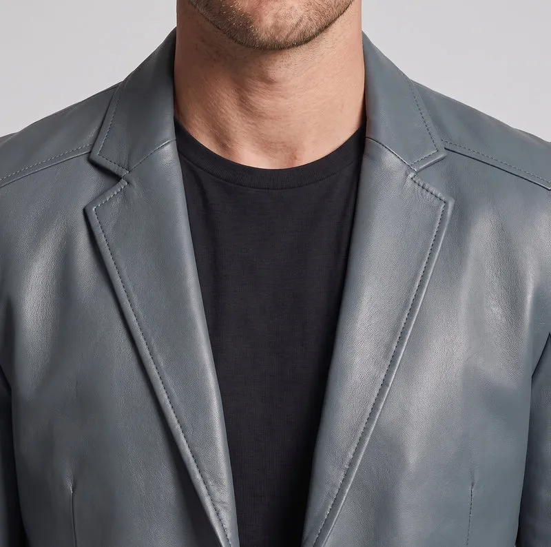 Herrenblazer aus Kunstleder mit slim fit und weicher Fütterung