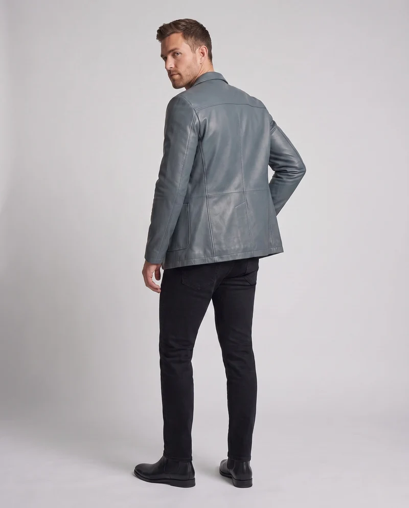 Herrenblazer aus Kunstleder mit slim fit und weicher Fütterung