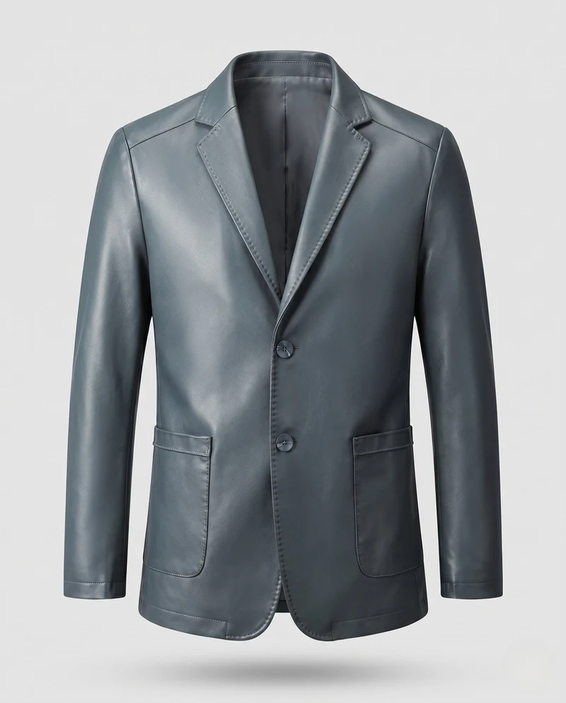 Herrenblazer aus Kunstleder mit slim fit und weicher Fütterung