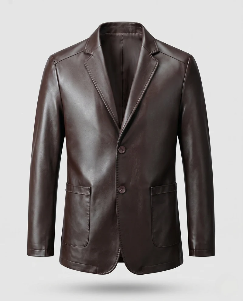 Herrenblazer aus Kunstleder mit slim fit und weicher Fütterung