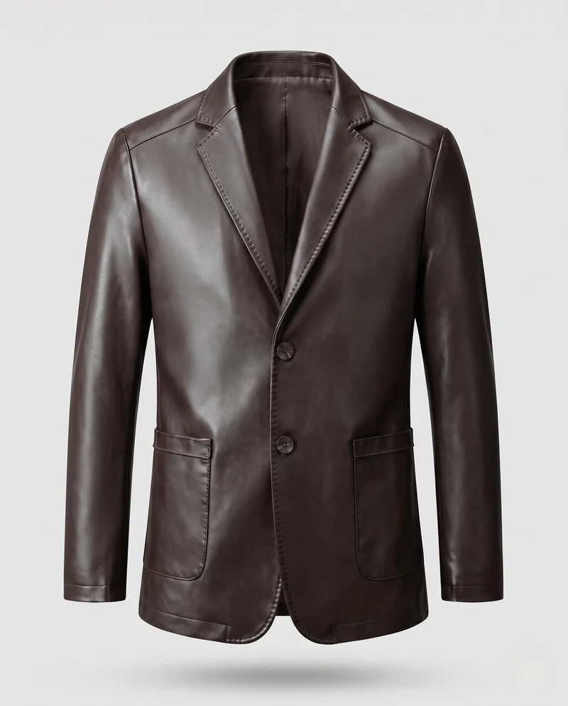 Herrenblazer aus Kunstleder mit slim fit und weicher Fütterung
