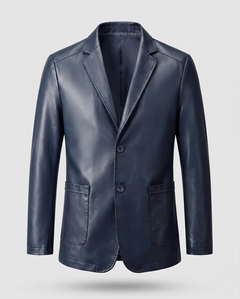 Herrenblazer aus Kunstleder mit slim fit und weicher Fütterung