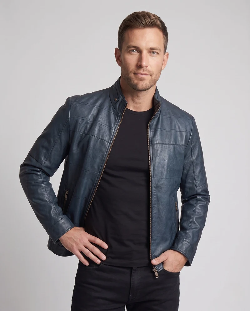 Herren Blousonjacke im Utility-Look mit Stehkragen und Kontrastärmeln