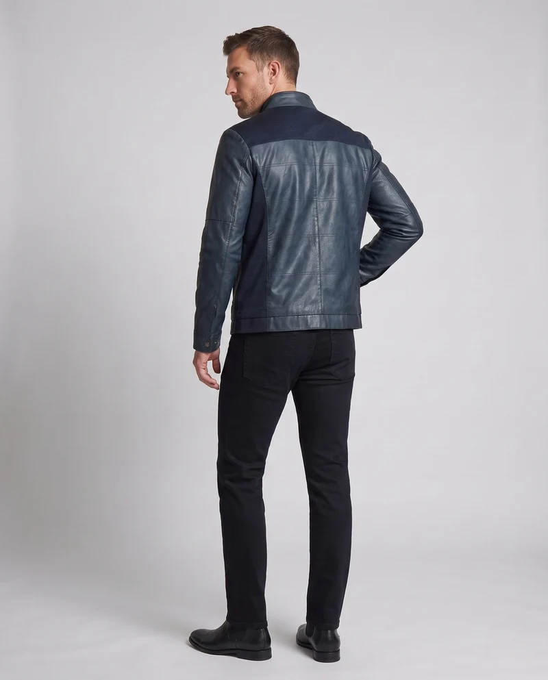 Herren Blousonjacke im Utility-Look mit Stehkragen und Kontrastärmeln