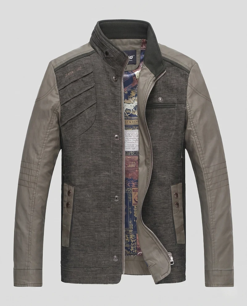 Herren Blousonjacke im Utility-Look mit Stehkragen und Kontrastärmeln