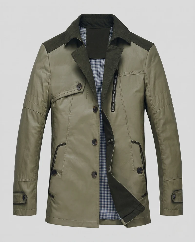 Herren-Feldjacke mit Cord-Besatz, Reißverschluss-Brusttasche und kariertem Futter