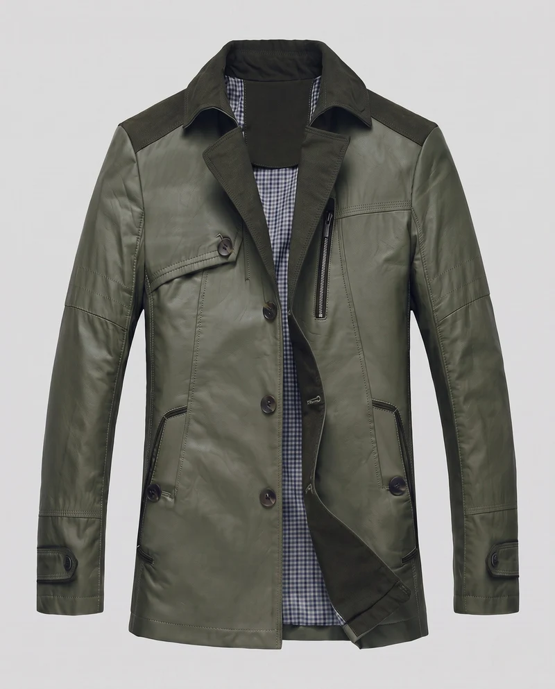 Herren-Feldjacke mit Cord-Besatz, Reißverschluss-Brusttasche und kariertem Futter