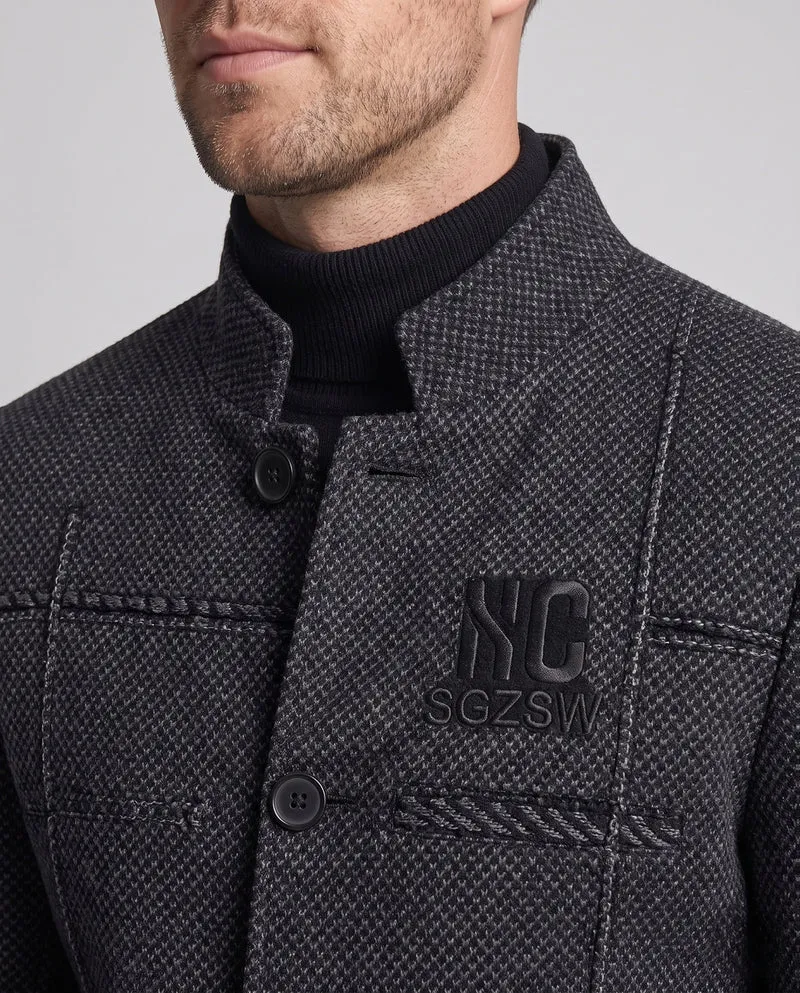 Herren Kurzer Stehkragen Wollblazer mit thermischem Teddyfutter