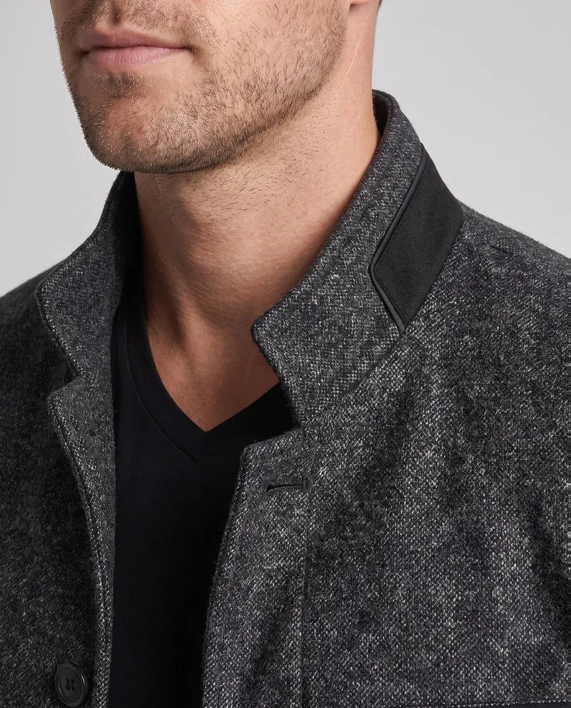 Herren Kurzjacke aus strukturiertem Wollmix mit Stehkragen und warmer Polsterung