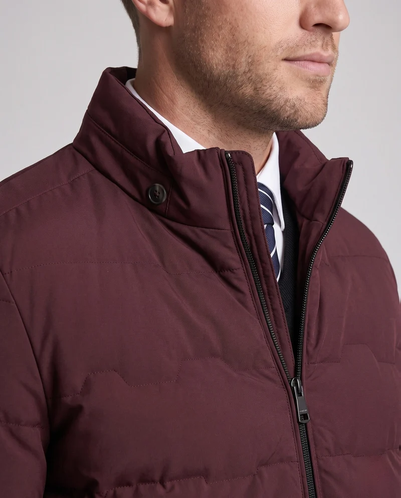 Herren Kurz Taille Down-Look Steppjacke mit Stehkragen und thermischer Isolierung