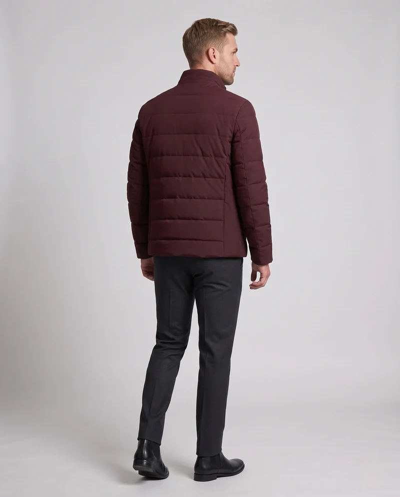 Herren Kurz Taille Down-Look Steppjacke mit Stehkragen und thermischer Isolierung