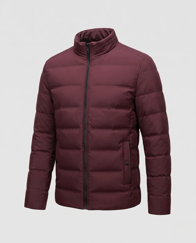 Herren Kurz Taille Down-Look Steppjacke mit Stehkragen und thermischer Isolierung