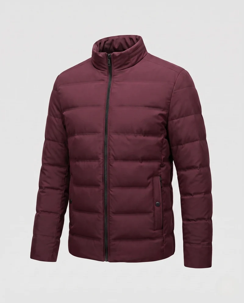 Herren Kurz Taille Down-Look Steppjacke mit Stehkragen und thermischer Isolierung