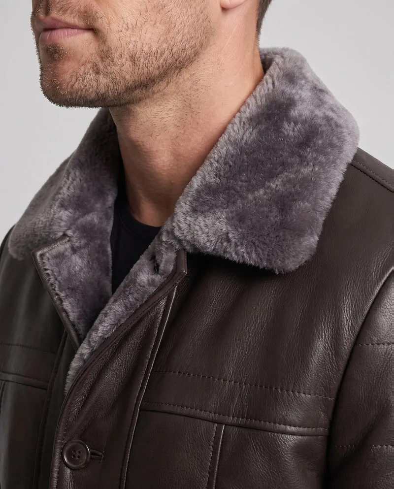 Herren Lederlook Übergangsjacke mit Stehkragen