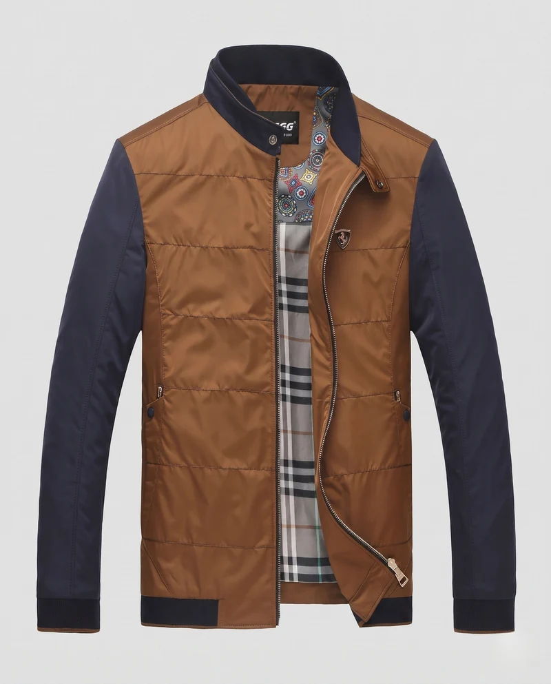 Leicht gefütterte Cityjacke für Herren mit Kontrastärmeln, Stehkragen und dekorativem Innenfutter
