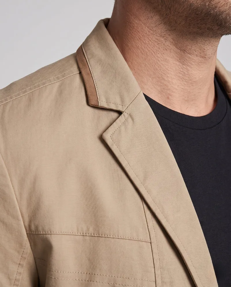 Männer Leichter Baumwoll Blazer im Lässigen Stil mit Reißverschluss Brusttasche und Slim Silhouette