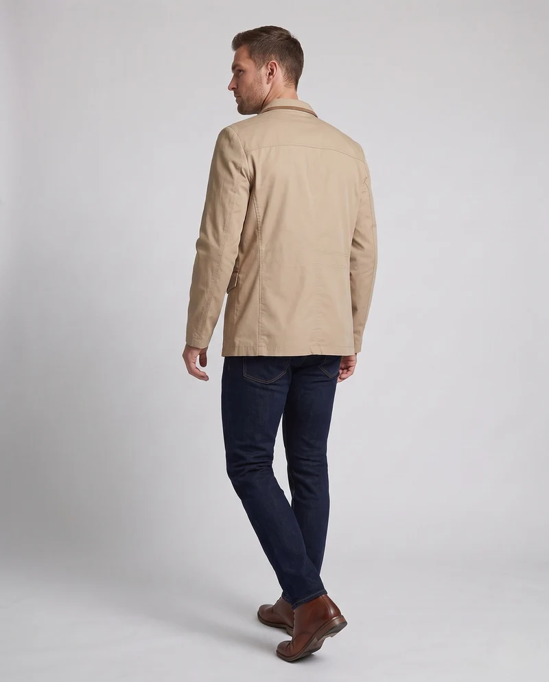 Männer Leichter Baumwoll Blazer im Lässigen Stil mit Reißverschluss Brusttasche und Slim Silhouette