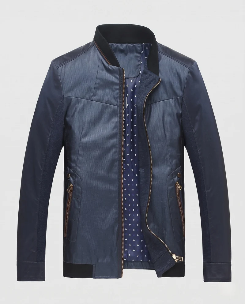 Herren Leichter Blouson im Lederlook mit Stehkragen und gemusterter Innenseite
