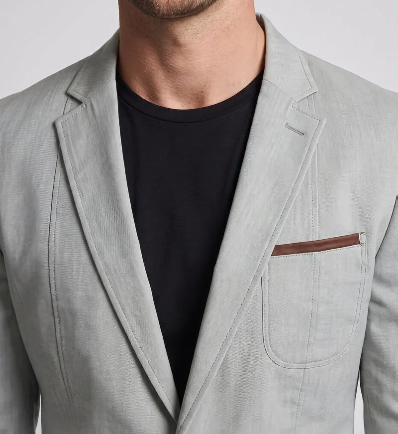Leichte Baumwollmischung Blazer für Herren mit Kontrastbesatz und Brusttasche