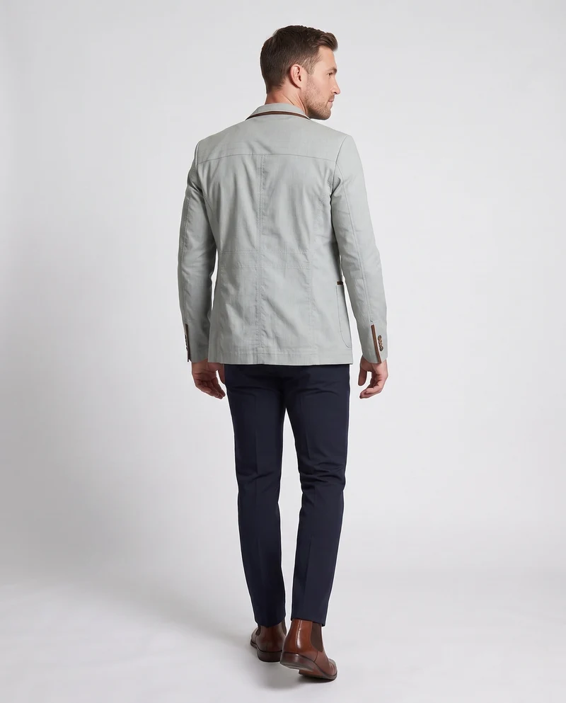 Leichte Baumwollmischung Blazer für Herren mit Kontrastbesatz und Brusttasche