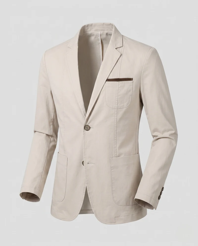 Leichte Baumwollmischung Blazer für Herren mit Kontrastbesatz und Brusttasche