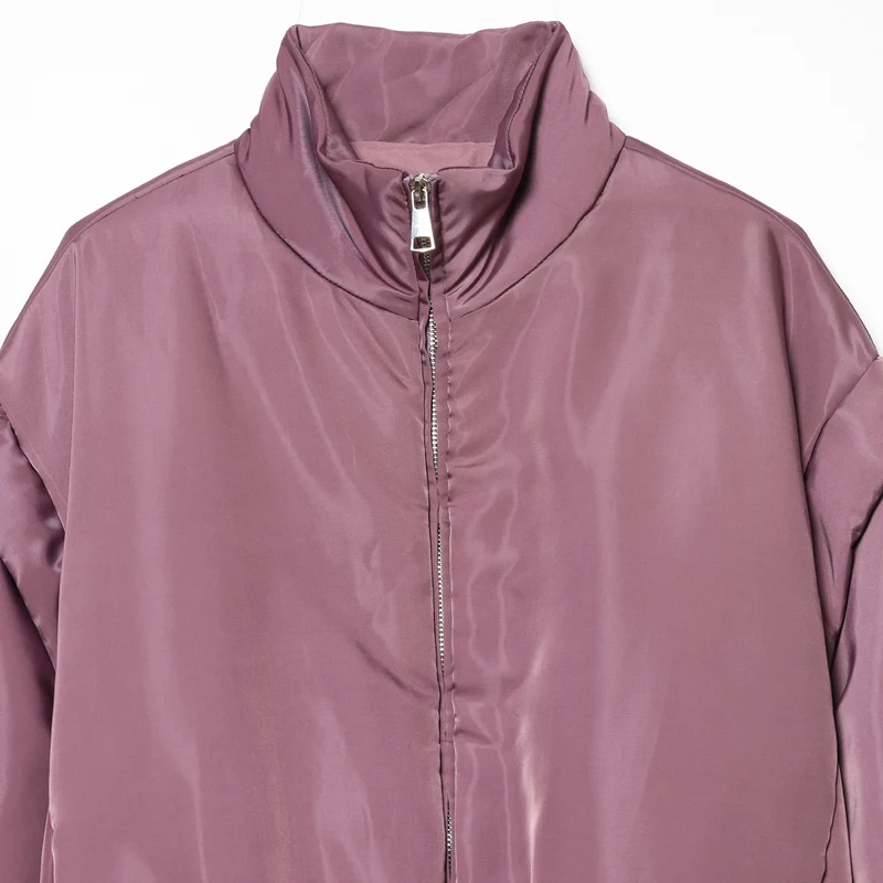 Damen Kurze gesteppte Cropped-Übergangsjacke mit Stehkragen, wattierter Fütterung und elastischem Saum Drune