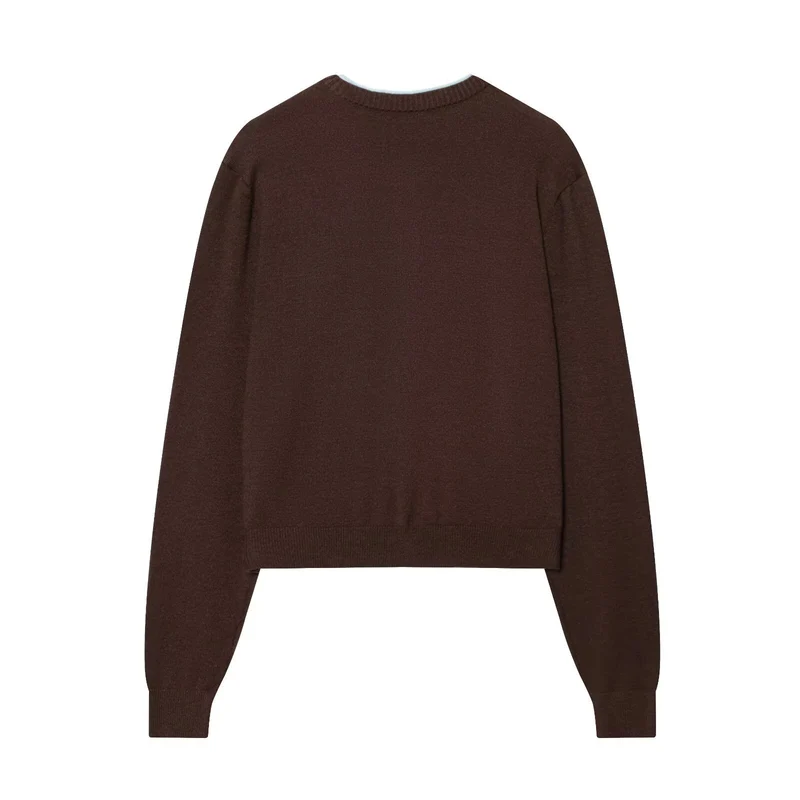 Damen Kurze Feinstrick-Cardigan mit Rundhals, Brusttasche und Rippbündchen Drune