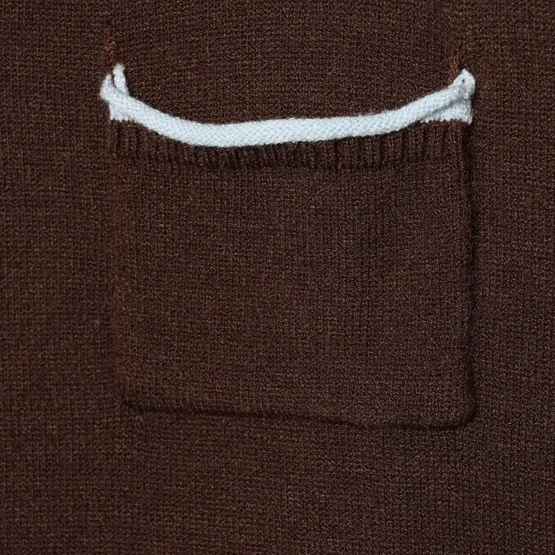 Damen Kurze Feinstrick-Cardigan mit Rundhals, Brusttasche und Rippbündchen Drune