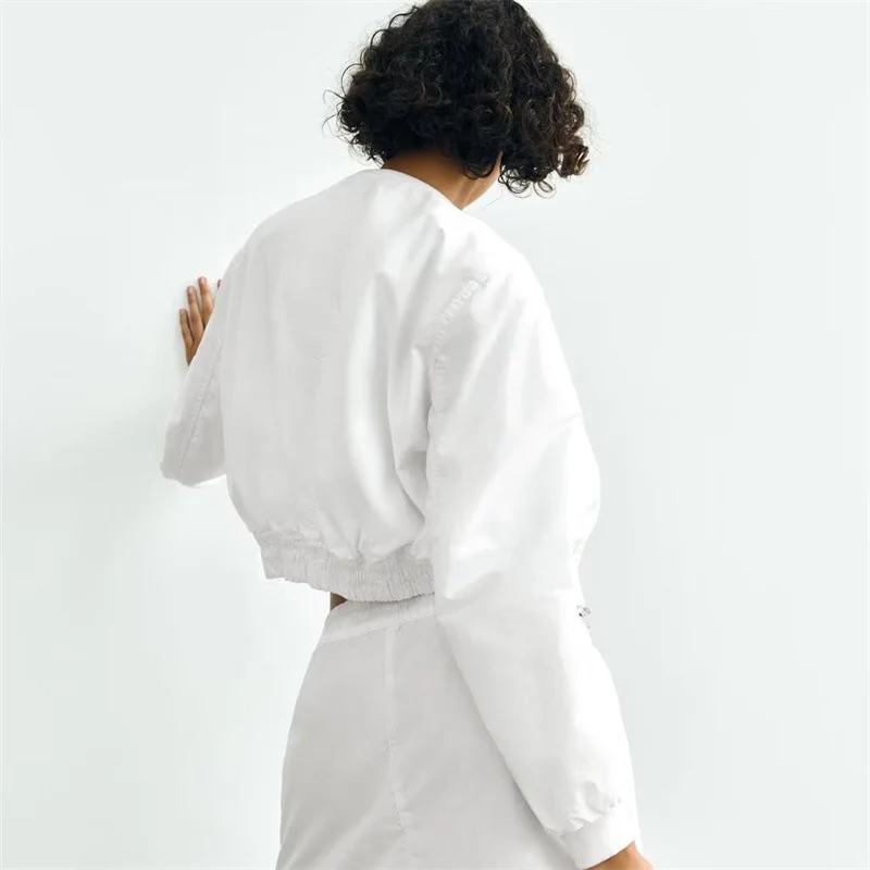 Damen Kurze Cropped-Bomberjacke aus leichtem Windbreaker‑Material mit Rippbündchen und seitlichen Einschubtaschen Drune