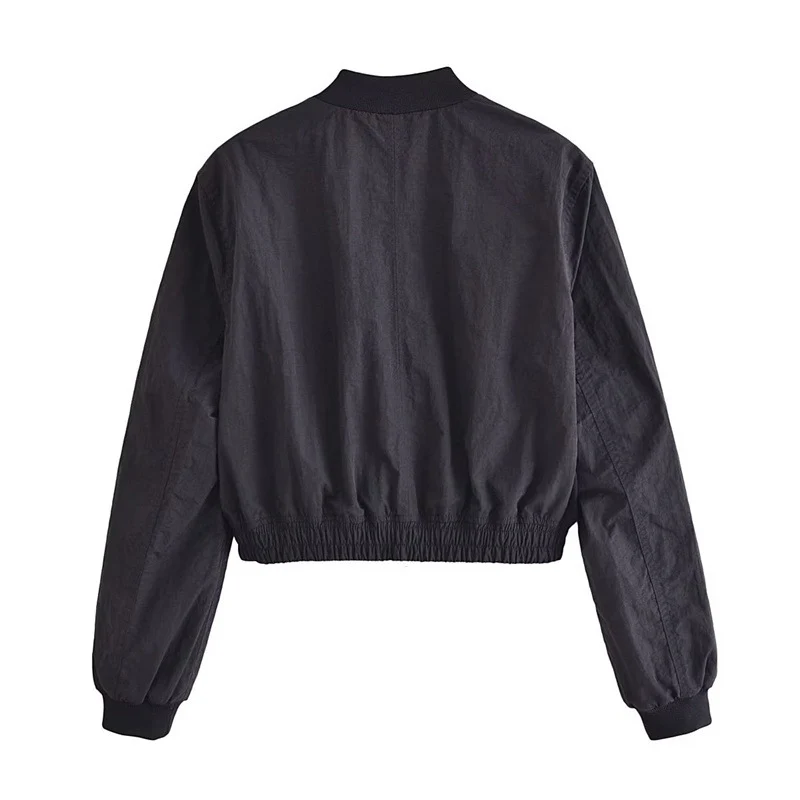 Damen Kurze Cropped-Bomberjacke aus leichtem Windbreaker‑Material mit Rippbündchen und seitlichen Einschubtaschen Drune