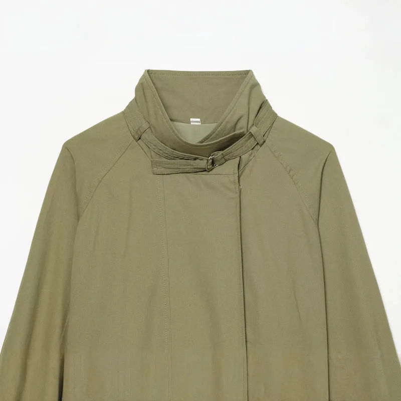 Damen Kurze Cape-Übergangsjacke mit Stehkragen, Taillengürtel und Ballonärmeln Drune