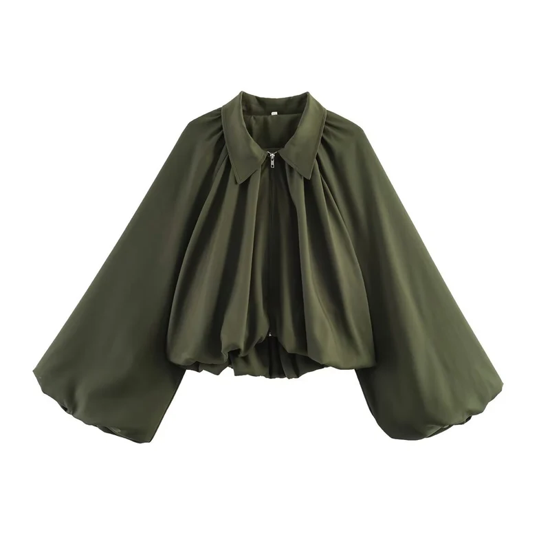 Damen Kurze Cape-Jacke mit weitem Fledermausärmel und geraffter Passe Drune