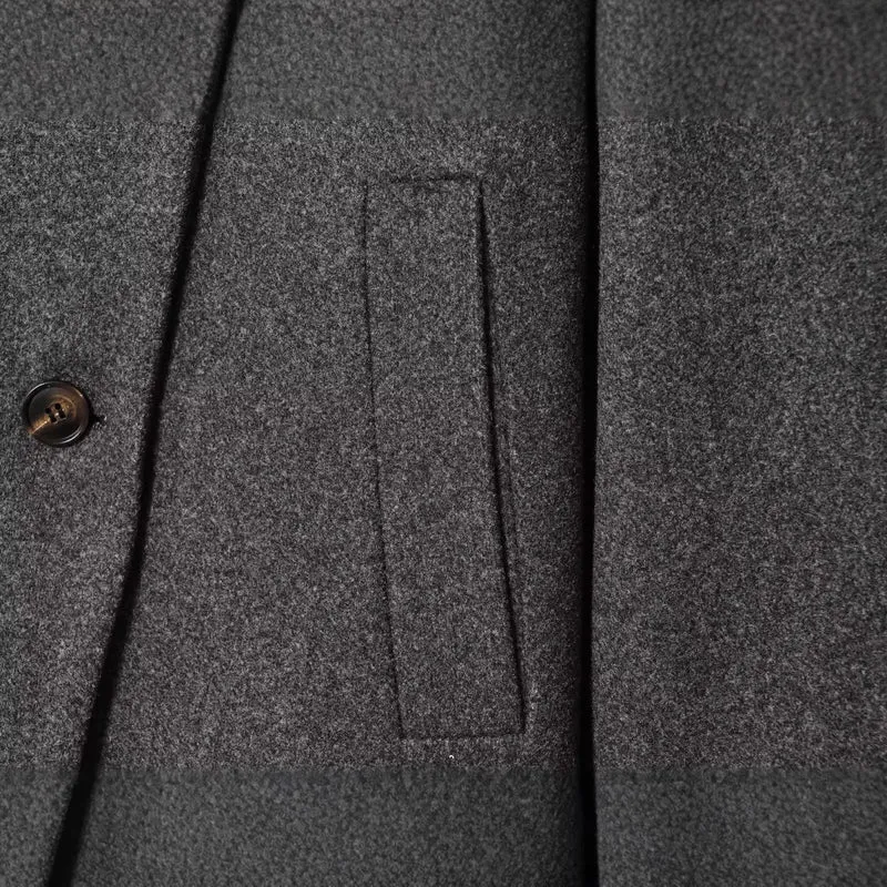 Damen Kurze Boxy-Wollmix-Jacke mit Stehkragen und aufgesetzten Pattentaschen Drune