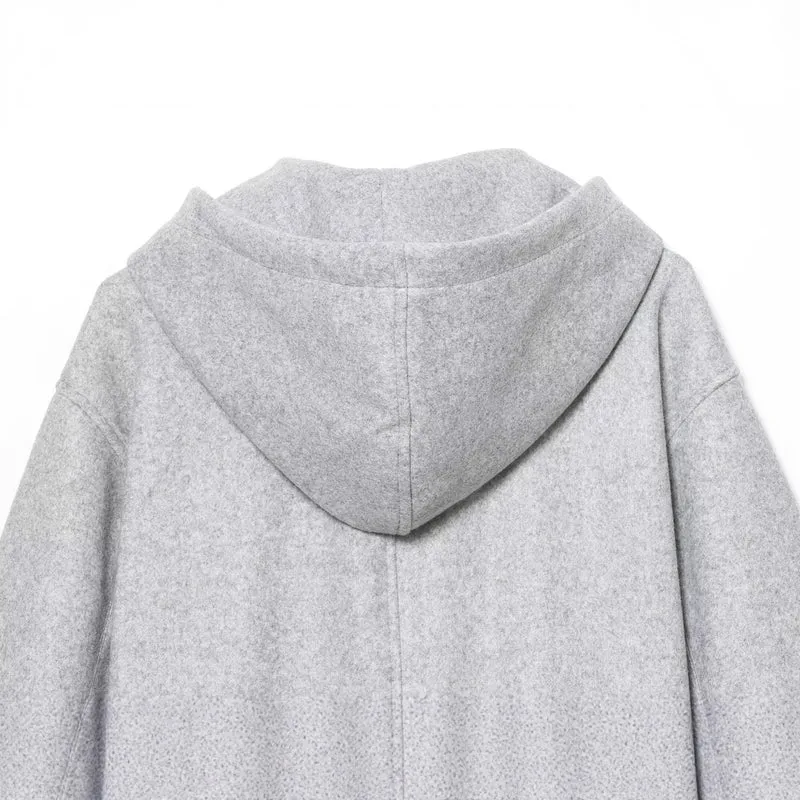 Damen Kurze Boxy-Kapuzenjacke aus Wollfleece mit Reißverschluss Drune