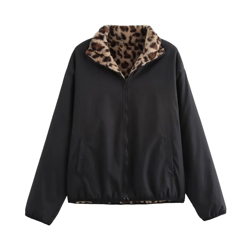 Damen Kurze Boxy-Jacke mit gefüttertem Kunstfellkragen und elastischem Saum Drune