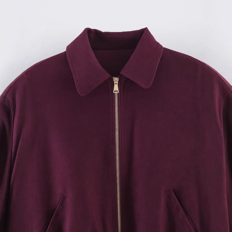Damen Kurze Boxy‑Jacke aus Velourslederimitat mit Reißverschluss und Gummisaum Drune